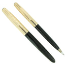 1950 PARKER 51 BLACK W/GOLD CAPS AEROMETRIC FOUNTAIN PEN & PENCIL SET RESTORED OFFERED BY ANTIQUE DIGGER