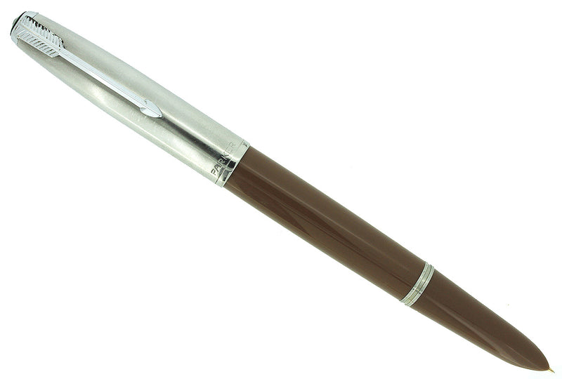  1950 PARKER 51 COCOA AEROMETRIC FOUNTAIN PEN MEDIUM NIB RESTORED OFFERED BY ANTIQUE DIGGER
