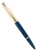 1951 PARKER 51 AEROMETRIC TEAL BLUE FOUNTAIN PEN RESTORED OFFERED BY ANTIQUE DIGGER