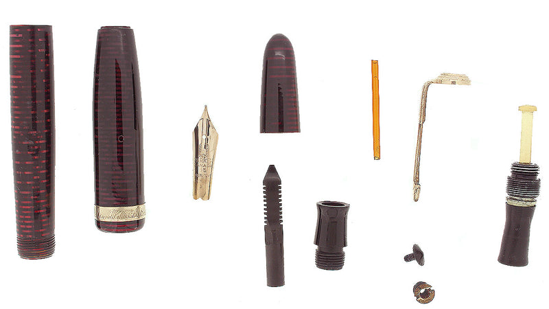 1952 PARKER BURGUNDY PEARL VACUMATIC FOUNTAIN PEN F-BB FLEX NIB RESTORED OFFERED BY ANTIQUE DIGGER