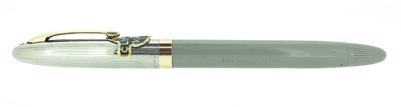 C1952 SHEAFFER CLIPPER GRAY SNORKEL F NIB FOUNTAIN PEN NEW OLD STOCK MINT OFFERED BY ANTIQUE DIGGER