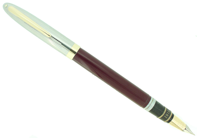 C1952 SHEAFFER SENTINEL BURGUNDY SNORKEL F NIB FOUNTAIN PEN NEW OLD STOCK OFFERED BY ANTIQUE DIGGER