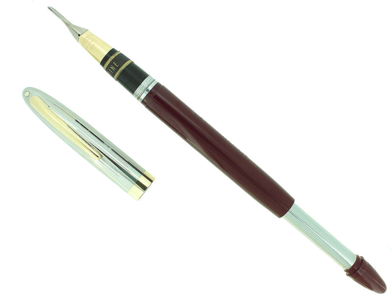 C1952 SHEAFFER SENTINEL BURGUNDY SNORKEL F NIB FOUNTAIN PEN NEW OLD STOCK OFFERED BY ANTIQUE DIGGER