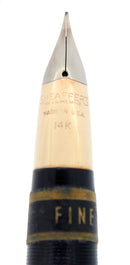 C1952 SHEAFFER SENTINEL JET BLACK SNORKEL FINE NIB FOUNTAIN PEN NEW OLD STOCK OFFERED BY ANTIQUE DIGGER