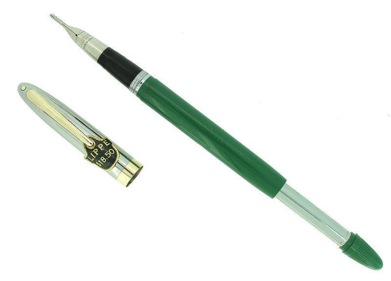 C1952 SHEAFFER CLIPPER PASTEL GREEN SNORKEL M NIB FOUNTAIN PEN NEW OLD STOCK MINT OFFERED BY ANTIQUE DIGGER