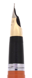 C1953 SHEAFFER MANDARIN ORANGE VALIANT SNORKEL FOUNTAIN PEN & PENCIL SET RESTORED OFFERED BY ANTIQUE DIGGER