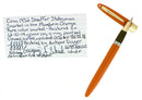 CIRCA 1952 SHEAFFER VALIANT MANDARIN ORANGE SNORKEL FOUNTAIN PEN RESTORED OFFERED BY ANTIQUE DIGGER