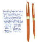 C1953 SHEAFFER MANDARIN ORANGE VALIANT SNORKEL FOUNTAIN PEN & PENCIL SET RESTORED OFFERED BY ANTIQUE DIGGER