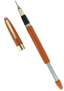 C1953 SHEAFFER MANDARIN ORANGE VALIANT SNORKEL FOUNTAIN PEN & PENCIL SET RESTORED OFFERED BY ANTIQUE DIGGER