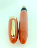 CIRCA 1952 SHEAFFER VALIANT MANDARIN ORANGE SNORKEL FOUNTAIN PEN RESTORED OFFERED BY ANTIQUE DIGGER