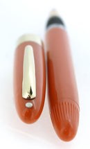 C1953 SHEAFFER MANDARIN ORANGE VALIANT SNORKEL FOUNTAIN PEN & PENCIL SET RESTORED OFFERED BY ANTIQUE DIGGER