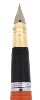 C1953 SHEAFFER MANDARIN ORANGE VALIANT SNORKEL FOUNTAIN PEN & PENCIL SET RESTORED OFFERED BY ANTIQUE DIGGER