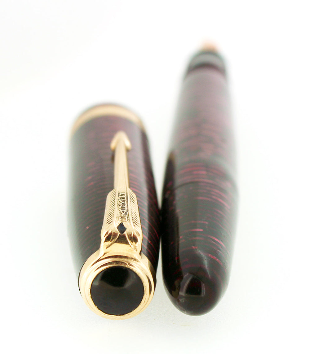 1953 PARKER BURGUNDY PEARL VACUMATIC MADE IN CANADA FOUNTAIN PEN RESTO