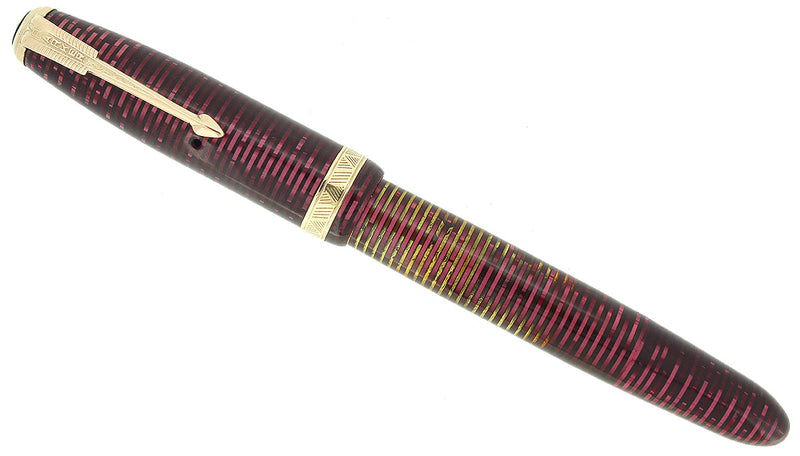 1953 PARKER BURGUNDY PEARL VACUMATIC M-BB FLEX NIB FOUNTAIN PEN RESTORED OFFERED BY ANTIQUE DIGGER