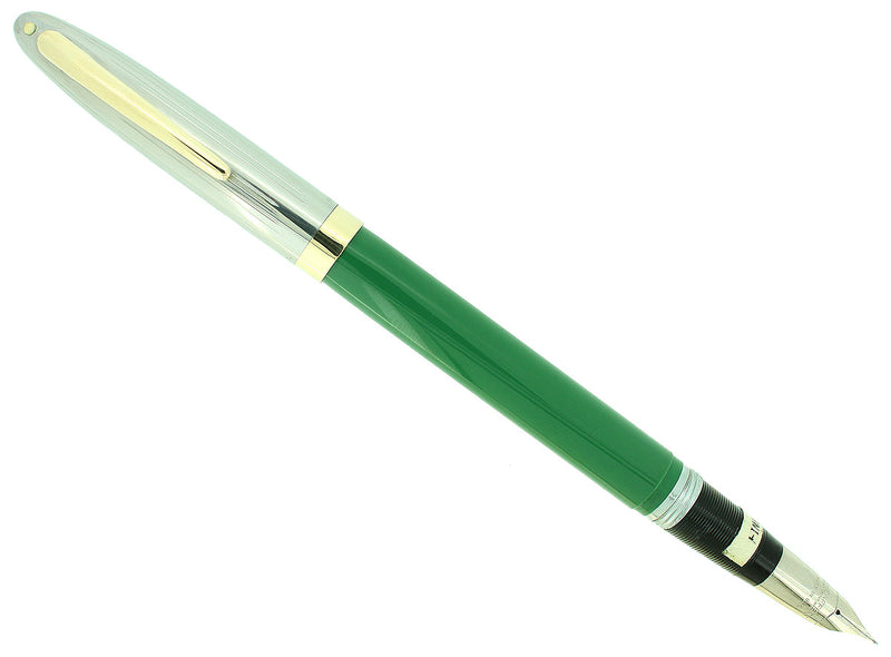 C1952 SHEAFFER CLIPPER PASTEL GREEN SNORKEL F NIB FOUNTAIN PEN NEW OLD STOCK OFFERED BY ANTIQUE DIGGER