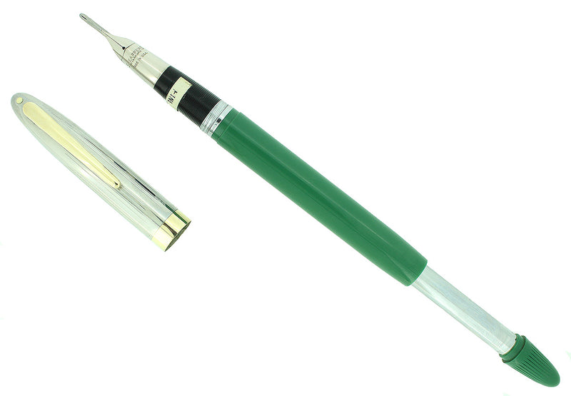 C1952 SHEAFFER CLIPPER PASTEL GREEN SNORKEL F NIB FOUNTAIN PEN NEW OLD STOCK OFFERED BY ANTIQUE DIGGER