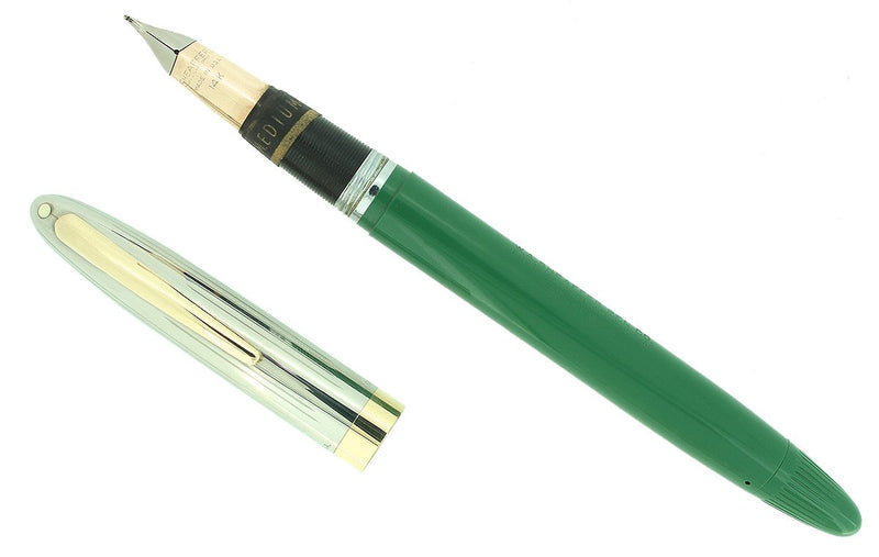 C1952 SHEAFFER SENTINEL PASTEL GREEN SNORKEL M NIB FOUNTAIN PEN NEW OLD STOCK OFFERED BY ANTIQUE DIGGER