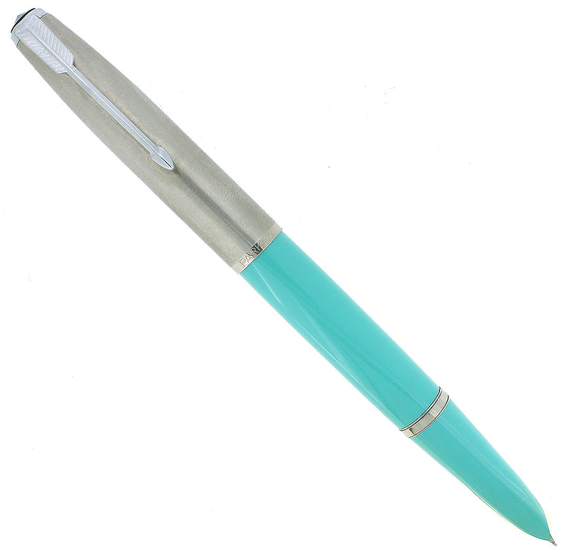 C1956 PARKER 41 TURQUOISE FOUNTAIN PEN IN ORIGINAL BOX NEW OLD STOCK NEVER INKED OFFERED BY ANTIQUE DIGGER