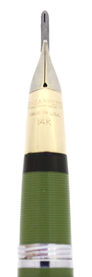 CIRCA 1959 SHEAFFER FERN GREEN SENTINEL SNORKEL FOUNTAIN PEN RESTORED OFFERED BY ANTIQUE DIGGER