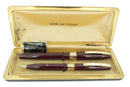 C1961 SHEAFFER BURGUNDY IMPERIAL IV FOUNTAIN PEN PENCIL SET TOUCHDOWN FILL MINT OFFERED BY ANTIQUE DIGGER