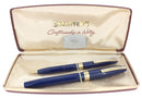 C1962 SHEAFFER 800 BLUE FOUNTAIN PEN & PENCIL SET DOLPHIN NIB CHALKED MINT NEVER INKED OFFERED BY ANTIQUE DIGGER