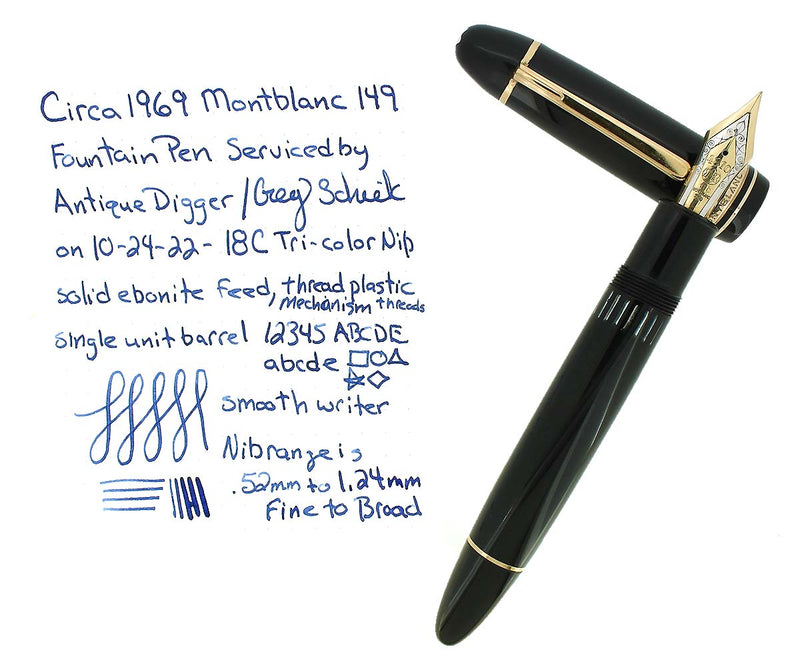 C1969 MONTBLANC MEISTERSTUCK N°149 FOUNTAIN PEN 18C NIB GERMANY OFFERED BY ANTIQUE DIGGER