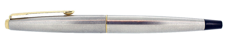 CIRCA 1969 PARKER 45 FLIGHTER DELUXE 14K STUB NIB STAINLESS STEEL FOUNTAIN PEN OFFERED BY ANTIQUE DIGGER