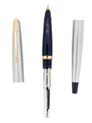 CIRCA 1969 PARKER 45 FLIGHTER DELUXE 14K STUB NIB STAINLESS STEEL FOUNTAIN PEN OFFERED BY ANTIQUE DIGGER