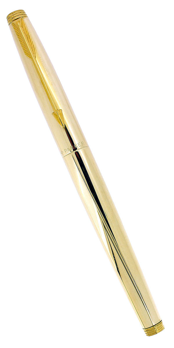 C1971 PARKER 75 PRESIDENTIAL 14K SOLID GOLD FINE NIB FOUNTAIN PEN RESTORED OFFERED BY ANTIQUE DIGGER