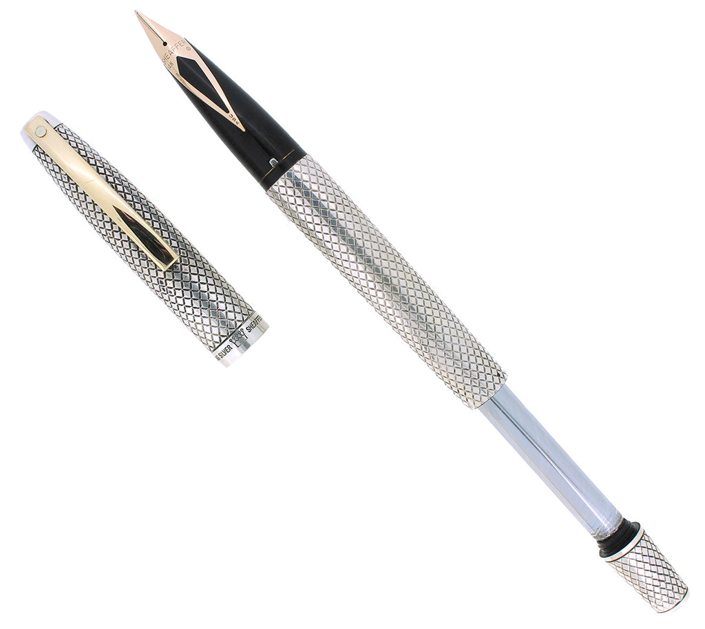 Sheaffer Silver CIRCA 1971 SHEAFFER STERLING SILVER IMPERIAL TOUCHDOWN FOUNTAIN PEN RE