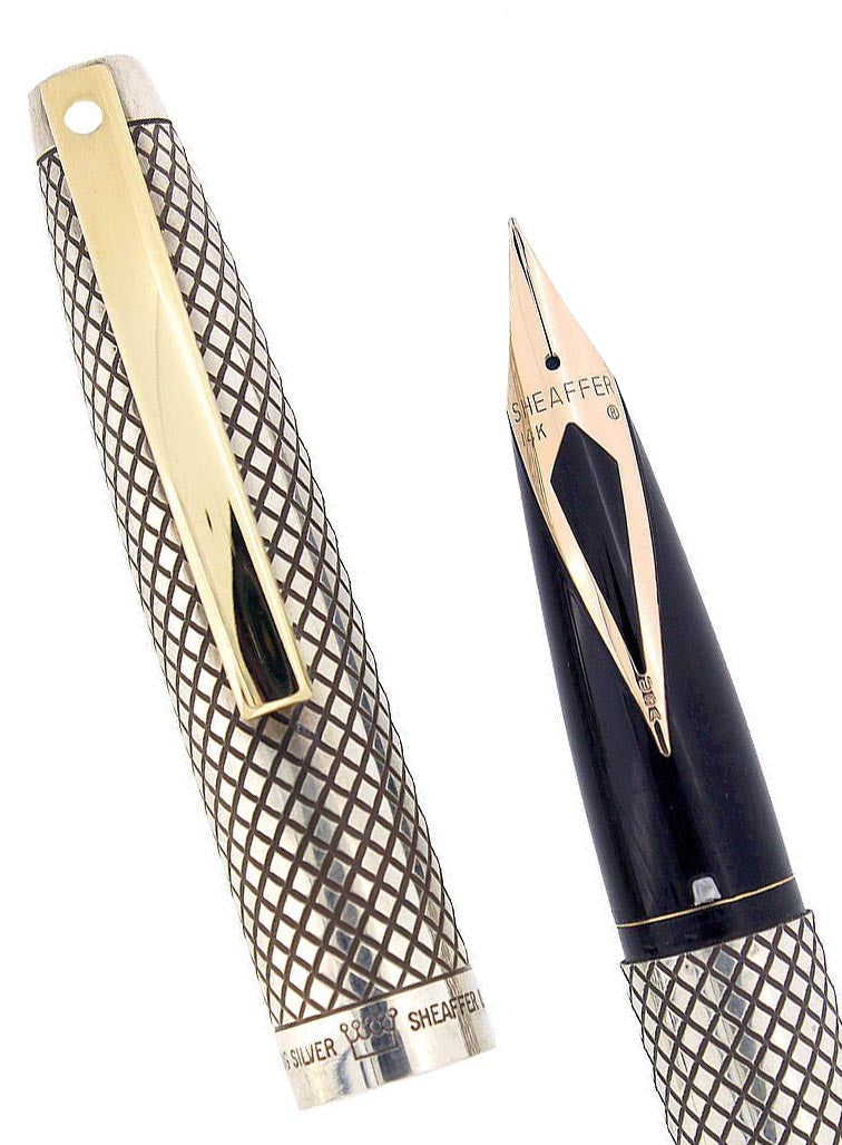 Sheaffer Silver CIRCA 1971 SHEAFFER STERLING SILVER IMPERIAL TOUCHDOWN FOUNTAIN PEN RE