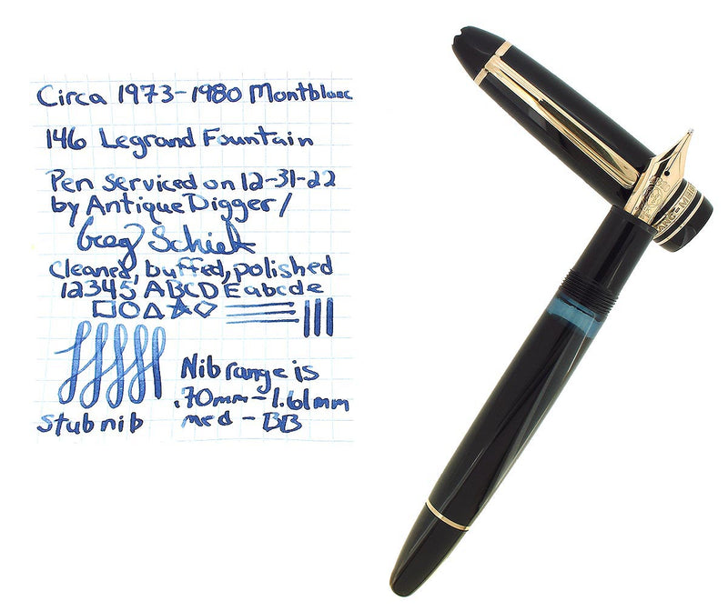 CIRCA 1973-1980 MONTBLANC MEISTERSTUCK N° 146 STUB NIB FOUNTAIN PEN SERVICED OFFERED BY ANTIQUE DIGGER