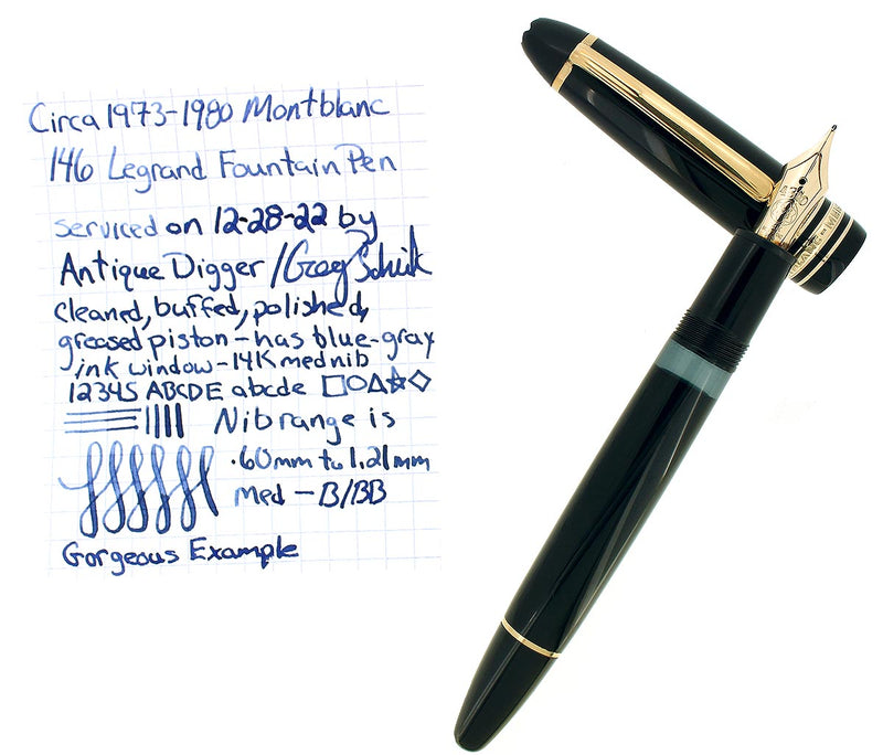 CIRCA 1973-1980 MONTBLANC MEISTERSTUCK N° 146 FOUNTAIN PEN SERVICED OFFERED BY ANTIQUED DIGGER