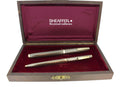 C1972 SHEAFFER 14K GOLD FILLED SOVEREIGN IMPERIAL FOUNTAIN PEN & PENCIL SET W/DIAMOND CLIPS OFFERED BY ANTIQUE DIGGER