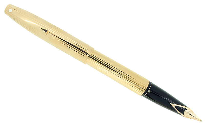 CIRCA 1980 SHEAFFER IMPERIAL GOLD FLUTED MODEL 797 FOUNTAIN PEN MINT NEVER INKED NOS OFFERED BY ANTIQUE DIGGER