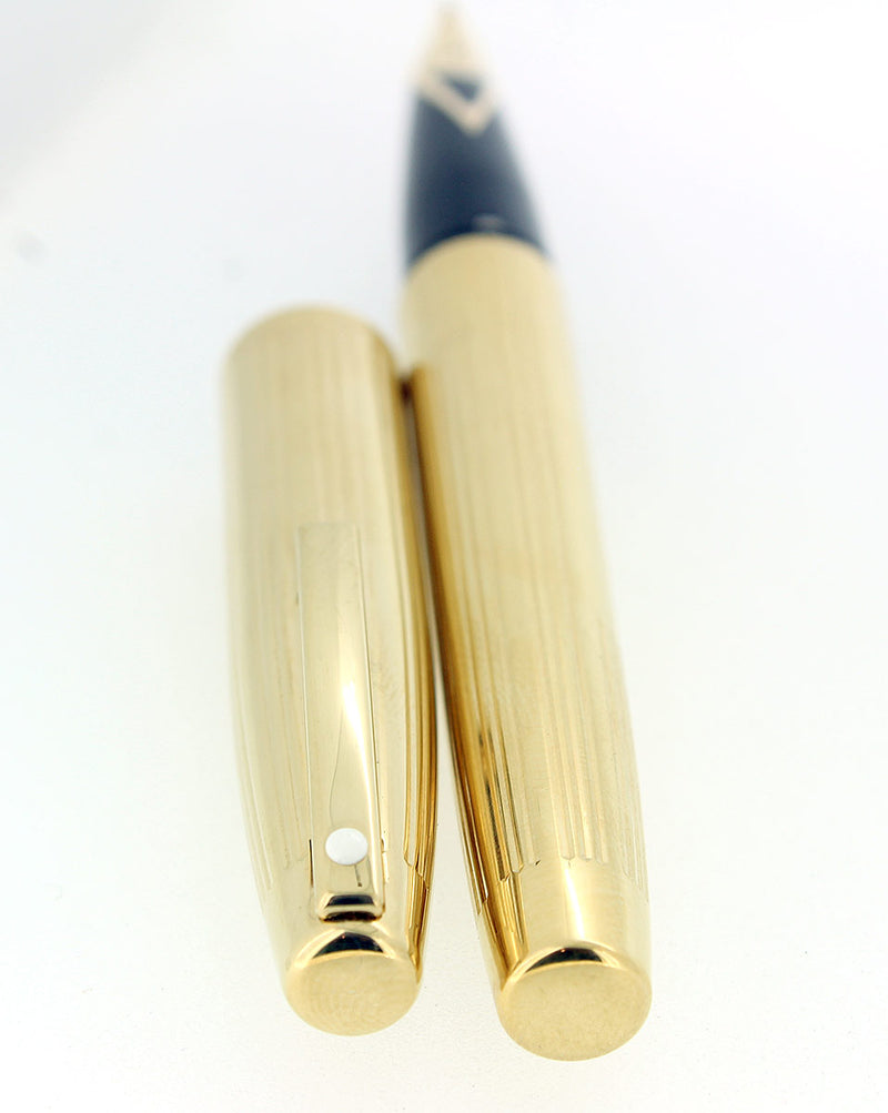 CIRCA 1980 SHEAFFER IMPERIAL GOLD FLUTED MODEL 797 FOUNTAIN PEN MINT NEVER INKED NOS OFFERED BY ANTIQUE DIGGER