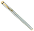 CIRCA 1976 SHEAFFER TARGA BRUSHED STAINLESS GOLD TRIM 14K BROAD NIB FOUNTAIN PEN NEVER INKED OFFERED BY ANTIQUE DIGGER