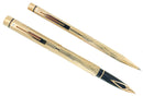 C1976 SHEAFFER TARGA 23K GOLD FLUTED FINE NIB FOUNTAIN PEN & BALLPOINT SET MINT OFFERED BY ANTIQUE DIGGER