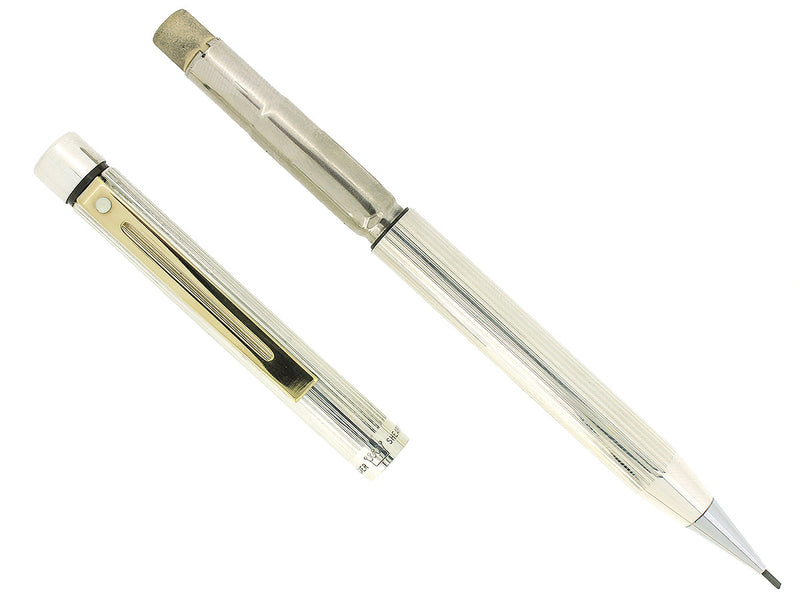 1976 SHEAFFER TARGA MODEL 1004X GOLD TRIM STERLING SILVER STRAIGHT LINE PENCIL MINT CONDITION OFFERED BY ANTIQUE DIGGER