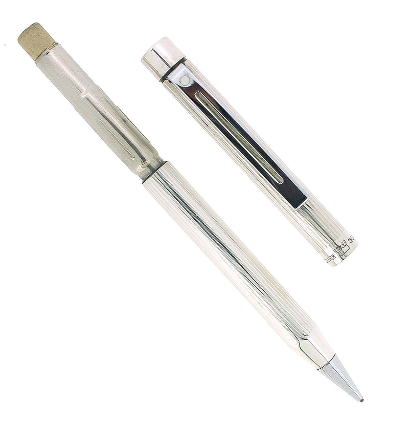 1976 SHEAFFER TARGA MODEL 1004 STERLING SILVER STRAIGHT LINE PENCIL MINT CONDITION OFFERED BY ANTIQUE DIGGER