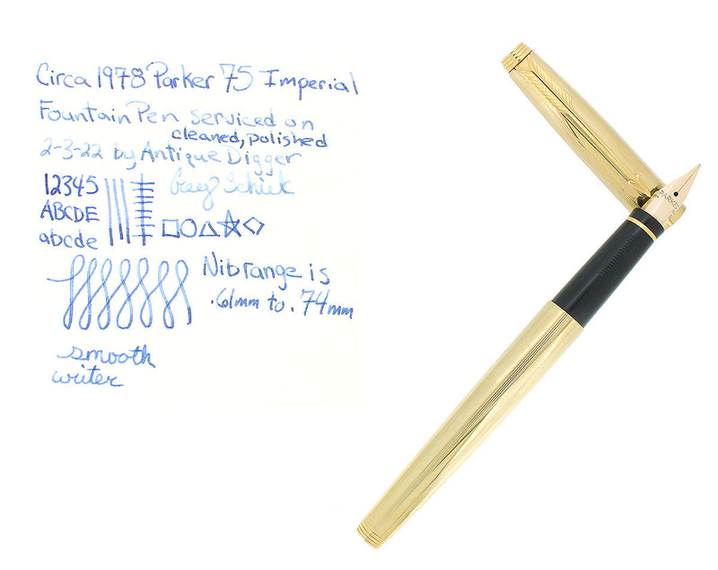 Parker 75 Insignia Fountain Pen: 14k Gold Medium Nib– Grand Vision