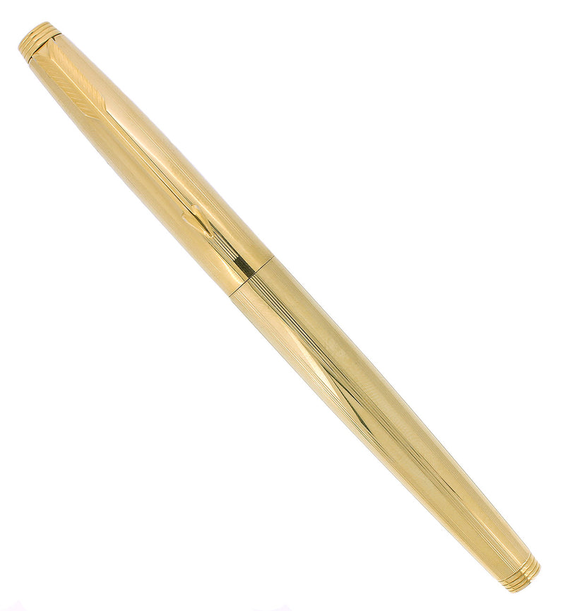 C1978 PARKER 75 GOLD PLATED IMPERIAL 14K MEDIUM NIB FOUNTAIN PEN RESTORED OFFERED BY ANTIQUE DIGGER