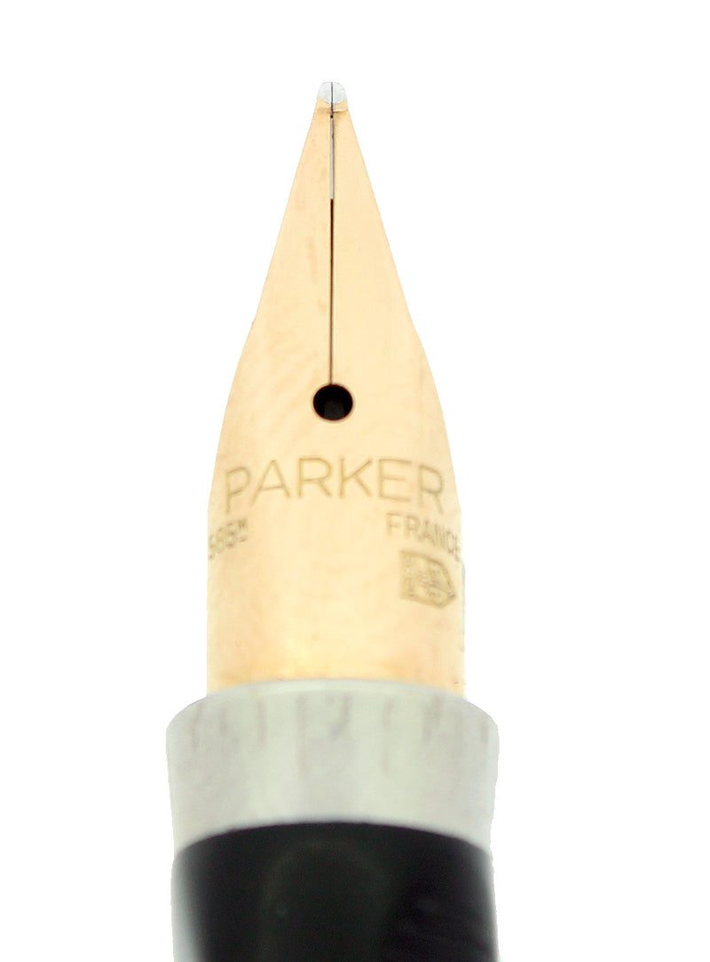 C1980 PARKER 75 GRAIN D'ORGE 14K GOLD FINE NIB FOUNTAIN PEN RESTORED OFFERED BY ANTIQUE DIGGER