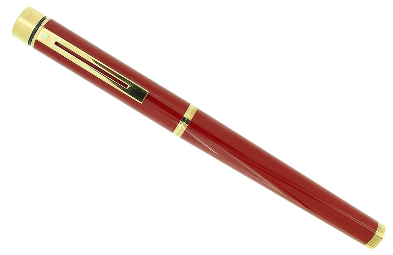 CIRCA 1982 SHEAFFER TARGA LAQUE IMPERIAL RED MEDIUM NIB FOUNTAIN PEN NEVER INKED OFFERED BY ANTIQUE DIGGER