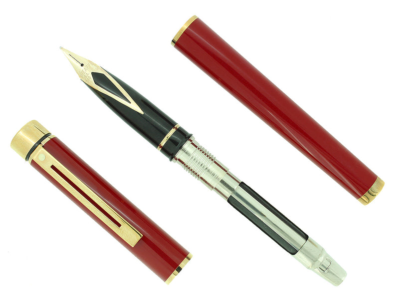 CIRCA 1982 SHEAFFER TARGA LAQUE IMPERIAL RED MEDIUM NIB FOUNTAIN PEN NEVER INKED OFFERED BY ANTIQUE DIGGER
