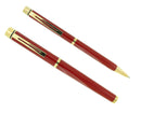 C1982 SHEAFFER TARGA IMPERIAL RED FOUNTAIN PEN & BALLPOINT PEN SET NEVER INKED OFFERED BY ANTIQUE DIGGER