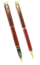 C1982 SHEAFFER TARGA IMPERIAL RED FOUNTAIN PEN & BALLPOINT PEN SET NEVER INKED OFFERED BY ANTIQUE DIGGER