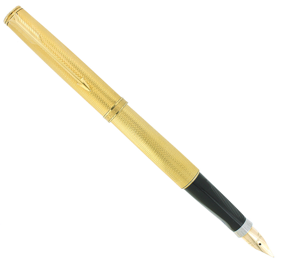 C1983 PARKER PREMIER 22K GP GRAIN D'ORGES 14K FINE NIB FOUNTAIN PEN FR