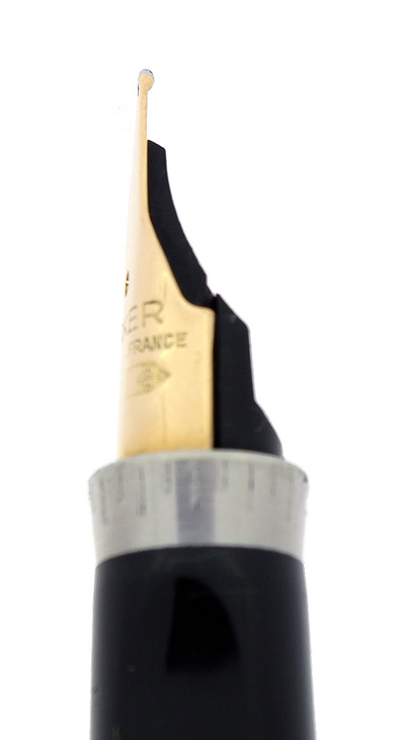 C1983 PARKER PREMIER 22K GP GRAIN D'ORGES 14K FINE NIB FOUNTAIN PEN FR