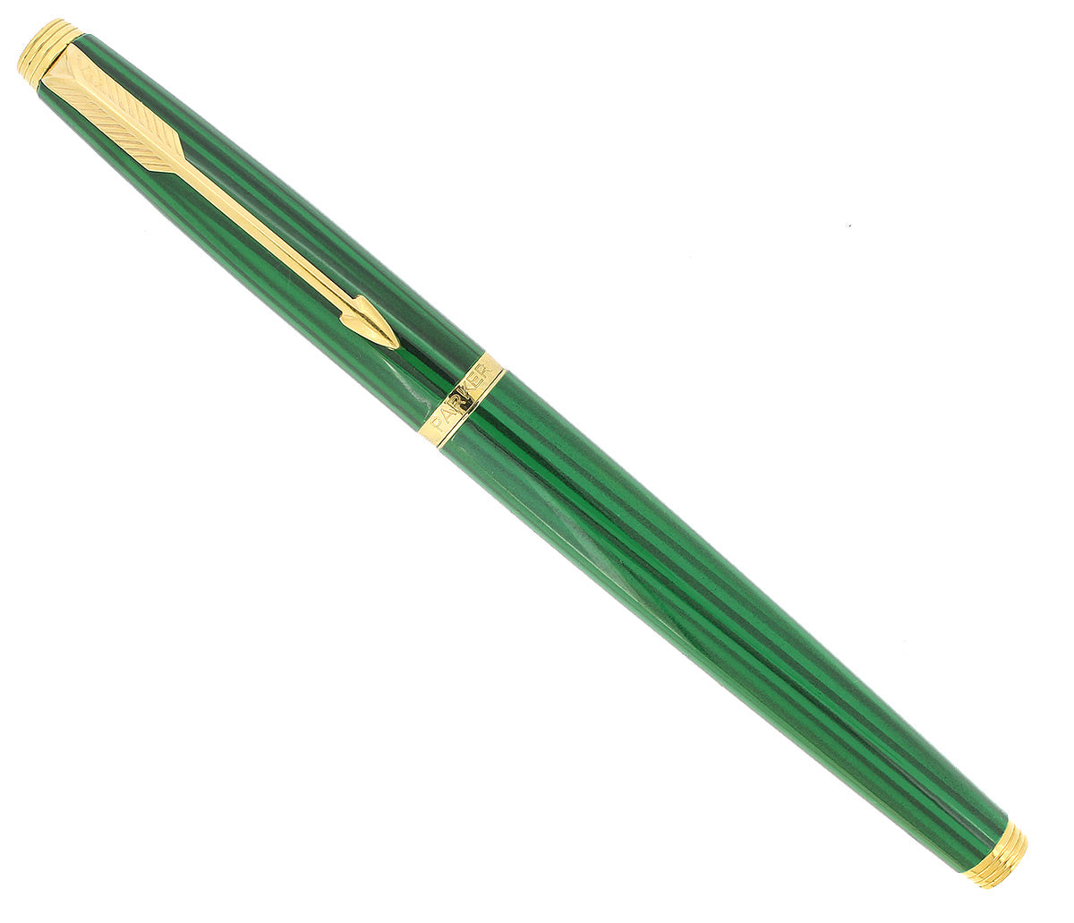 1984 PARKER 75 LAQUE MALACHITE GREEN 14K FINE NIB FOUNTAIN PEN NOS NEV